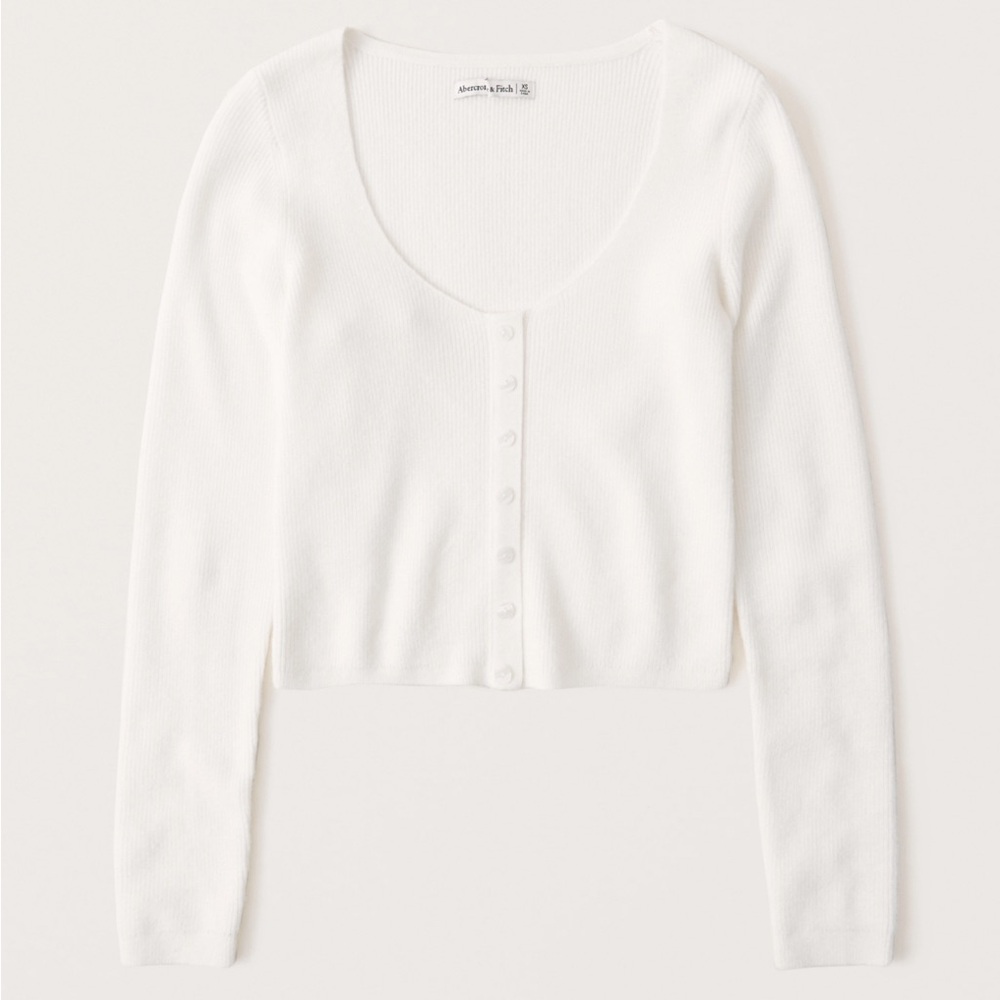 Abercrombie and Fitch Cropped Ribbed Sweater with Button Detailing; size XS